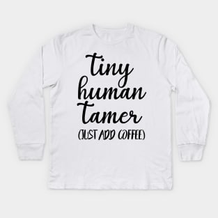 Tiny Human Tamer Heather Deep Teal Kids Long Sleeve T-Shirt